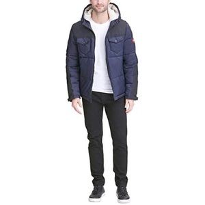 Levi’s Men’s Heavyweight Mid-Length Hooded Military Puffer Jacket